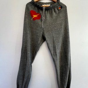 Aviator Nation Bolt Heart Graphic Sweatpants ~ Size Medium